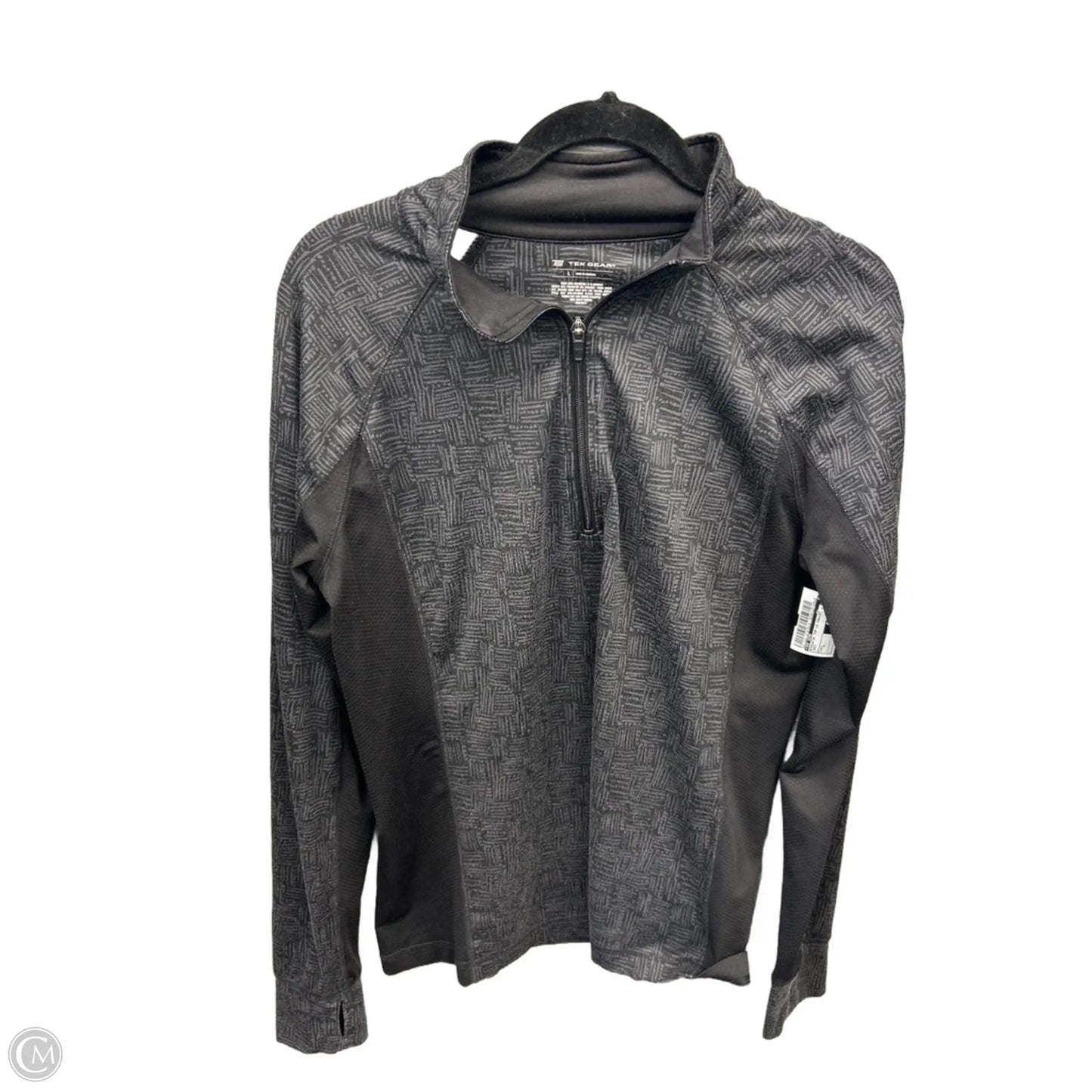 Athletic Top Long Sleeve Collar By Tek Gear In Grey, Size: L
