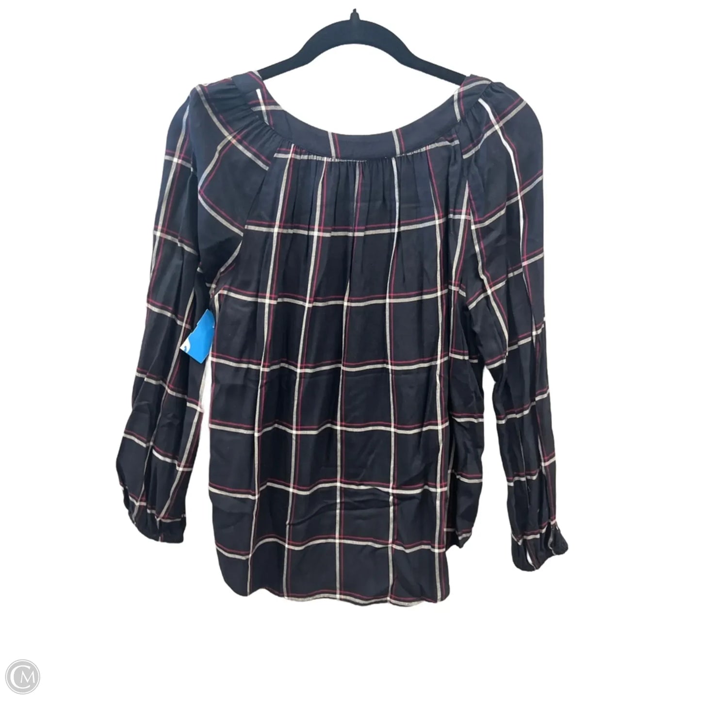Top Long Sleeve By Loft In Plaid Pattern, Size: S