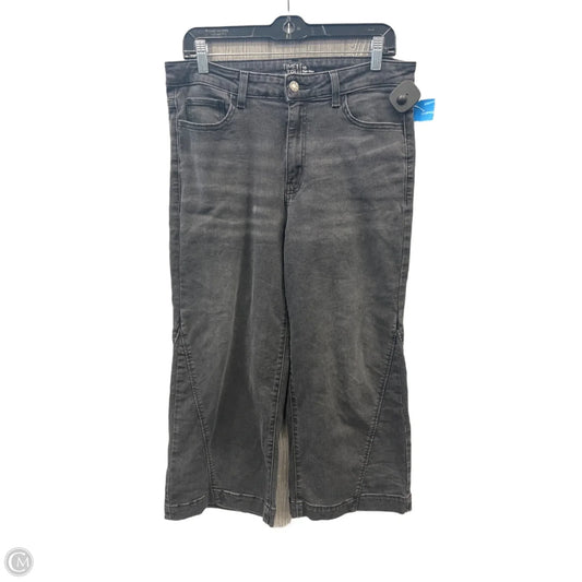 Jeans Cropped By Time And Tru In Black Denim, Size: 10