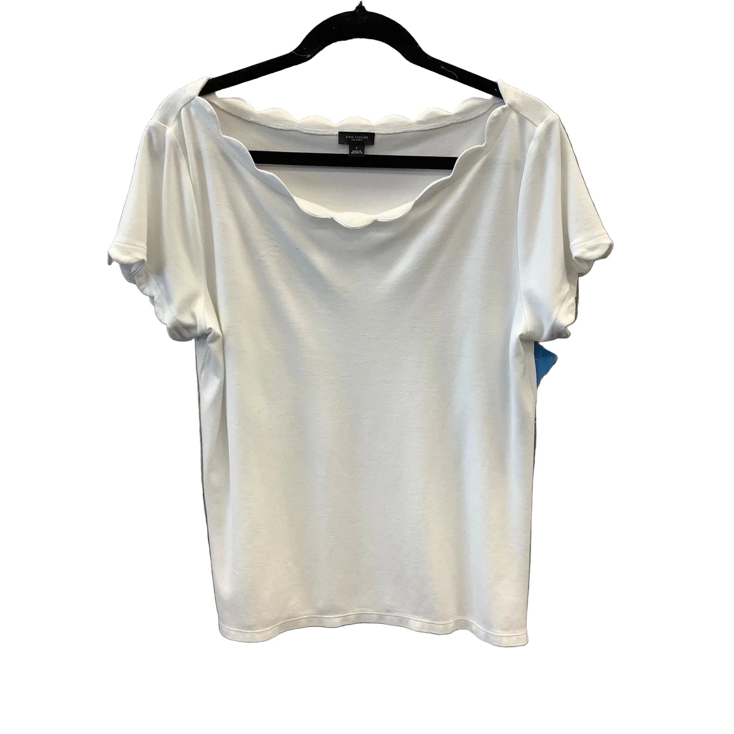 Top Short Sleeve By Ann Taylor In White, Size: L