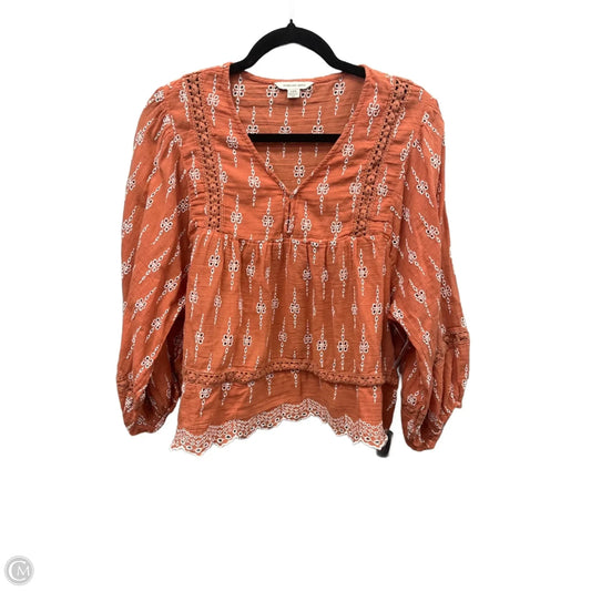 Top Long Sleeve By American Eagle In Peach, Size: L