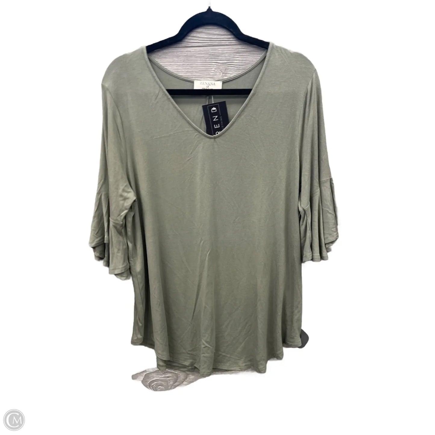 Top Short Sleeve By Zenana In Green, Size: 1x