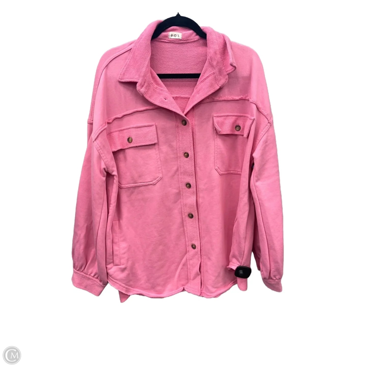 Jacket Shirt By Pol In Pink, Size: L