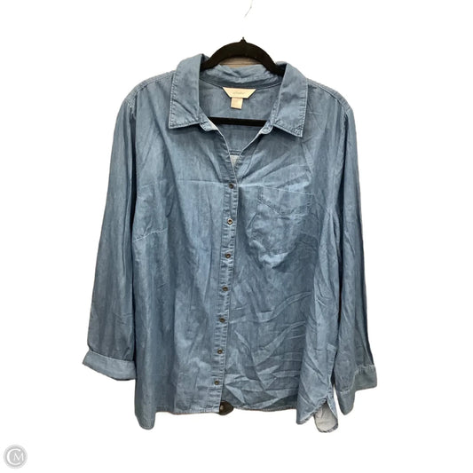 Top Long Sleeve By Cj Banks In Blue, Size: 2x