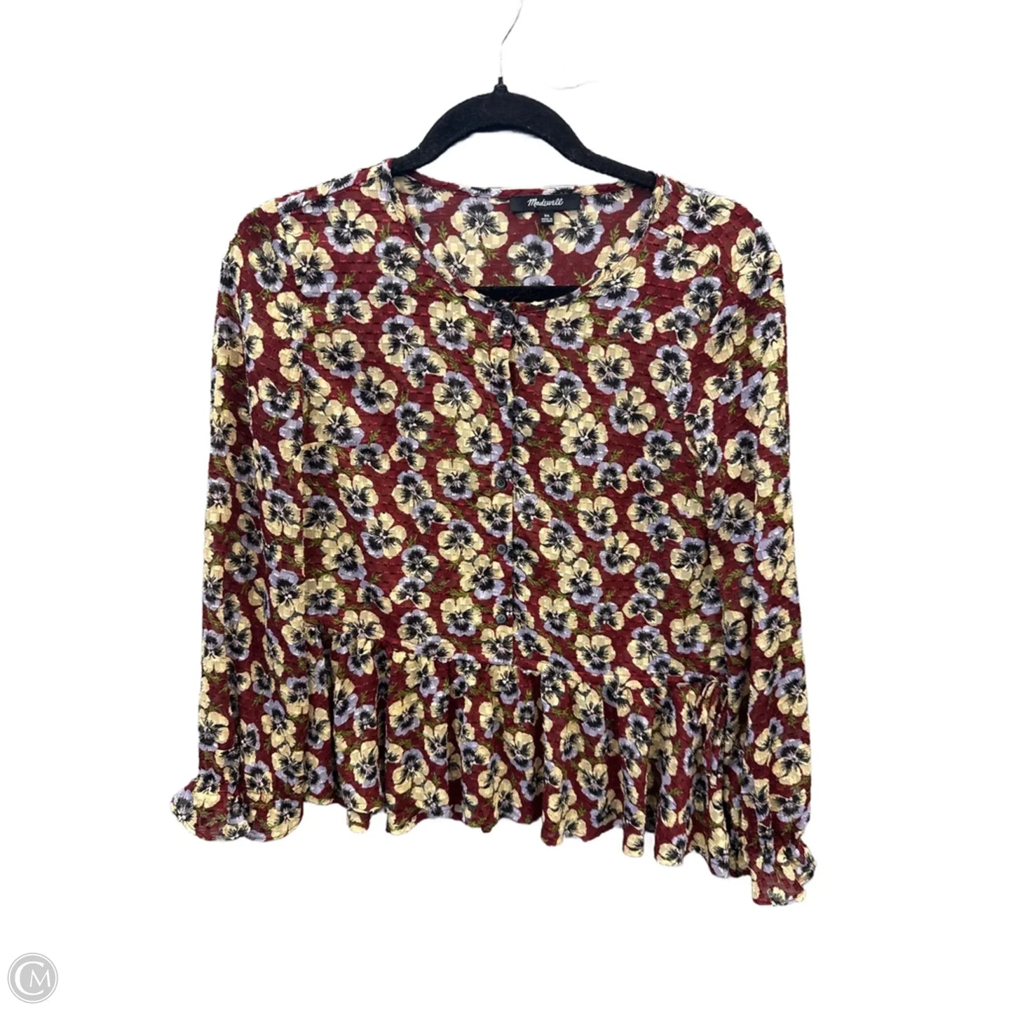 Top Long Sleeve By Madewell In Floral Print, Size: Xs