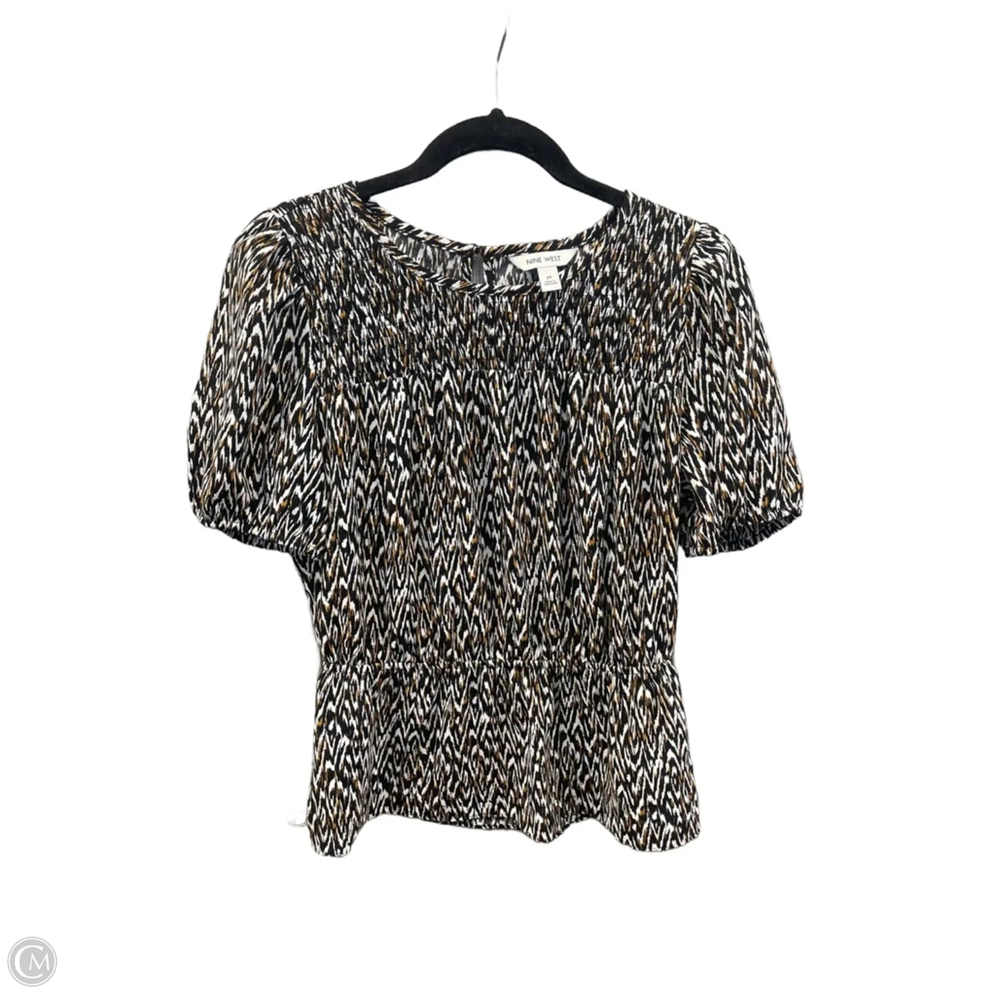 Top Short Sleeve By Nine West In Black & Brown, Size: M