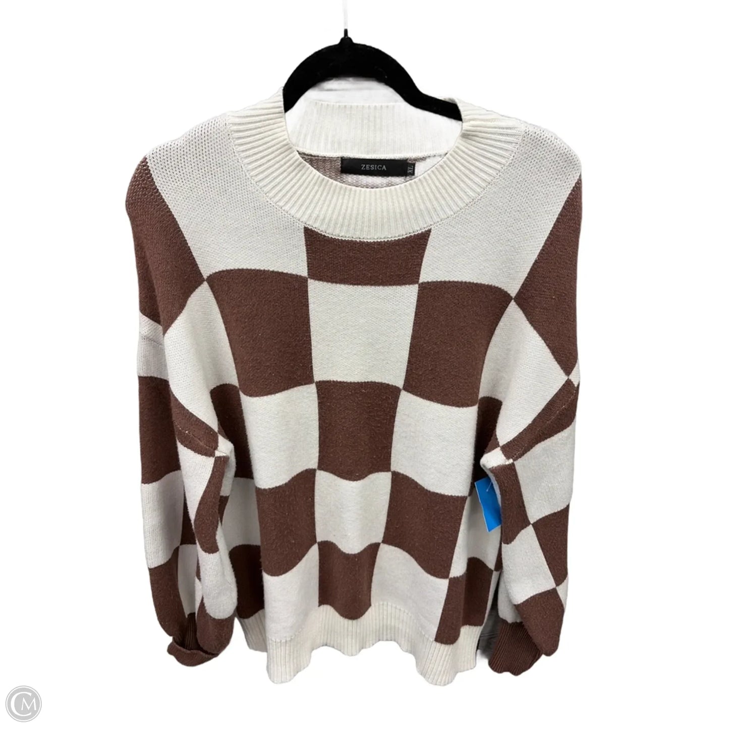Sweater By Zesica In Brown & White, Size: Xl