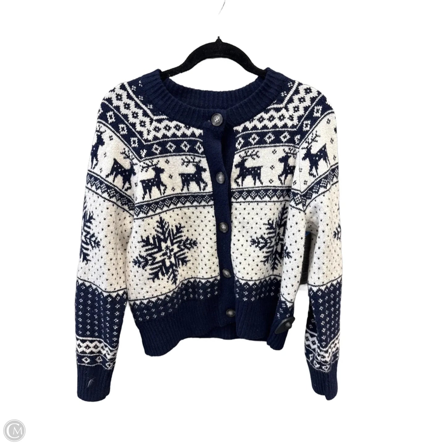 Sweater Cardigan By Old Navy In Blue & White, Size: S