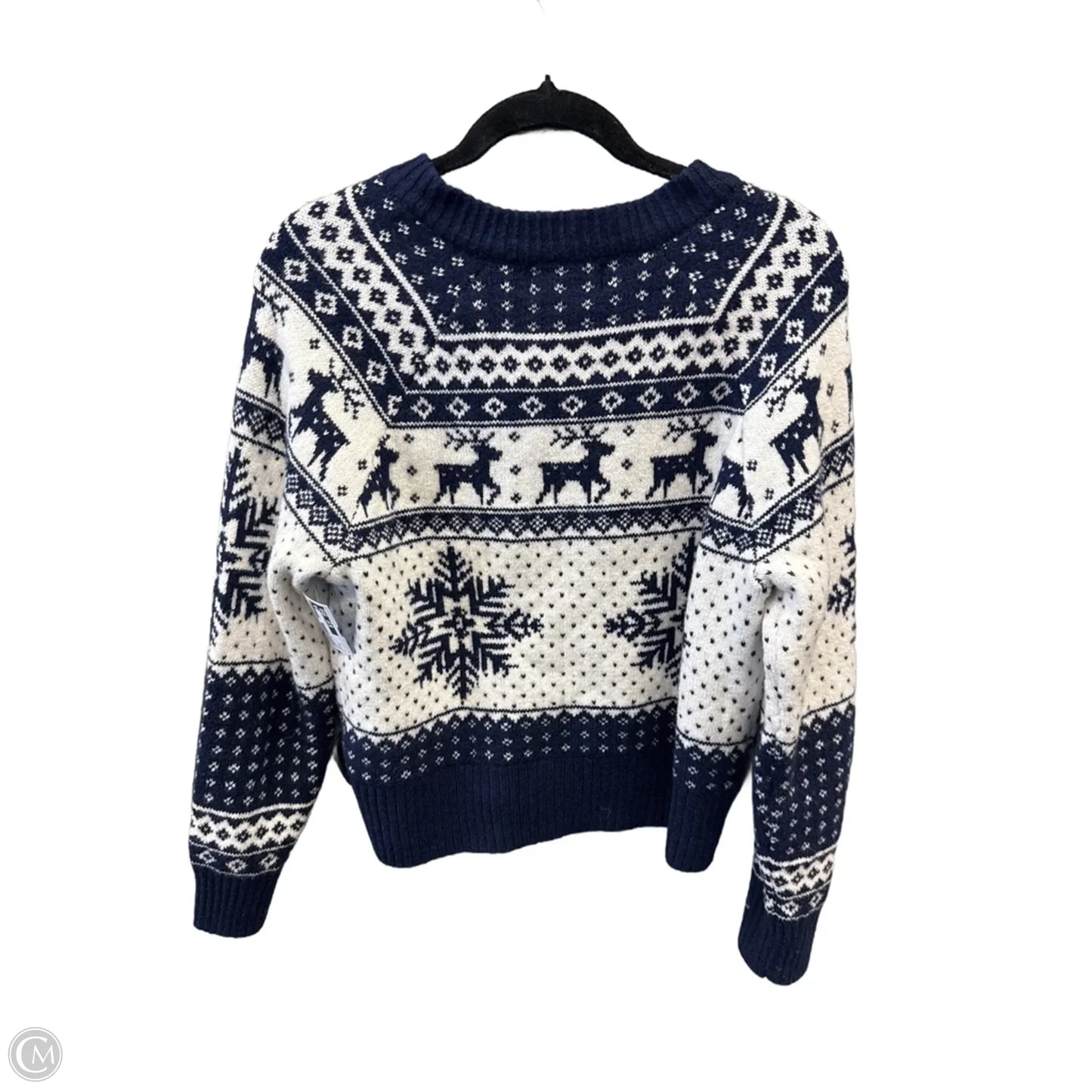 Sweater Cardigan By Old Navy In Blue & White, Size: S