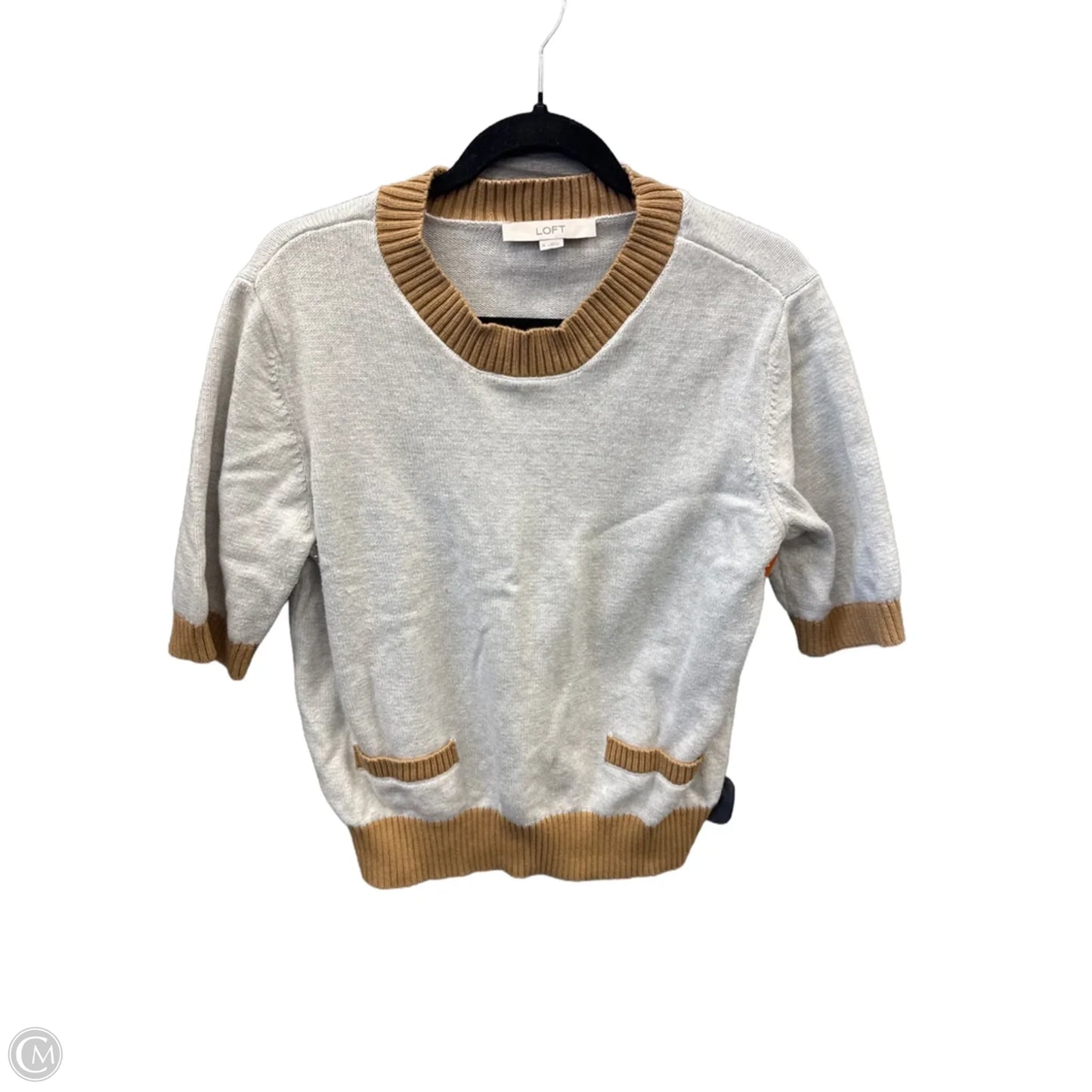Sweater Short Sleeve By Loft In Grey, Size: Xl