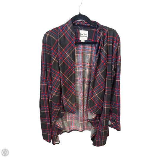 Cardigan By New York Laundry In Plaid Pattern, Size: 1x