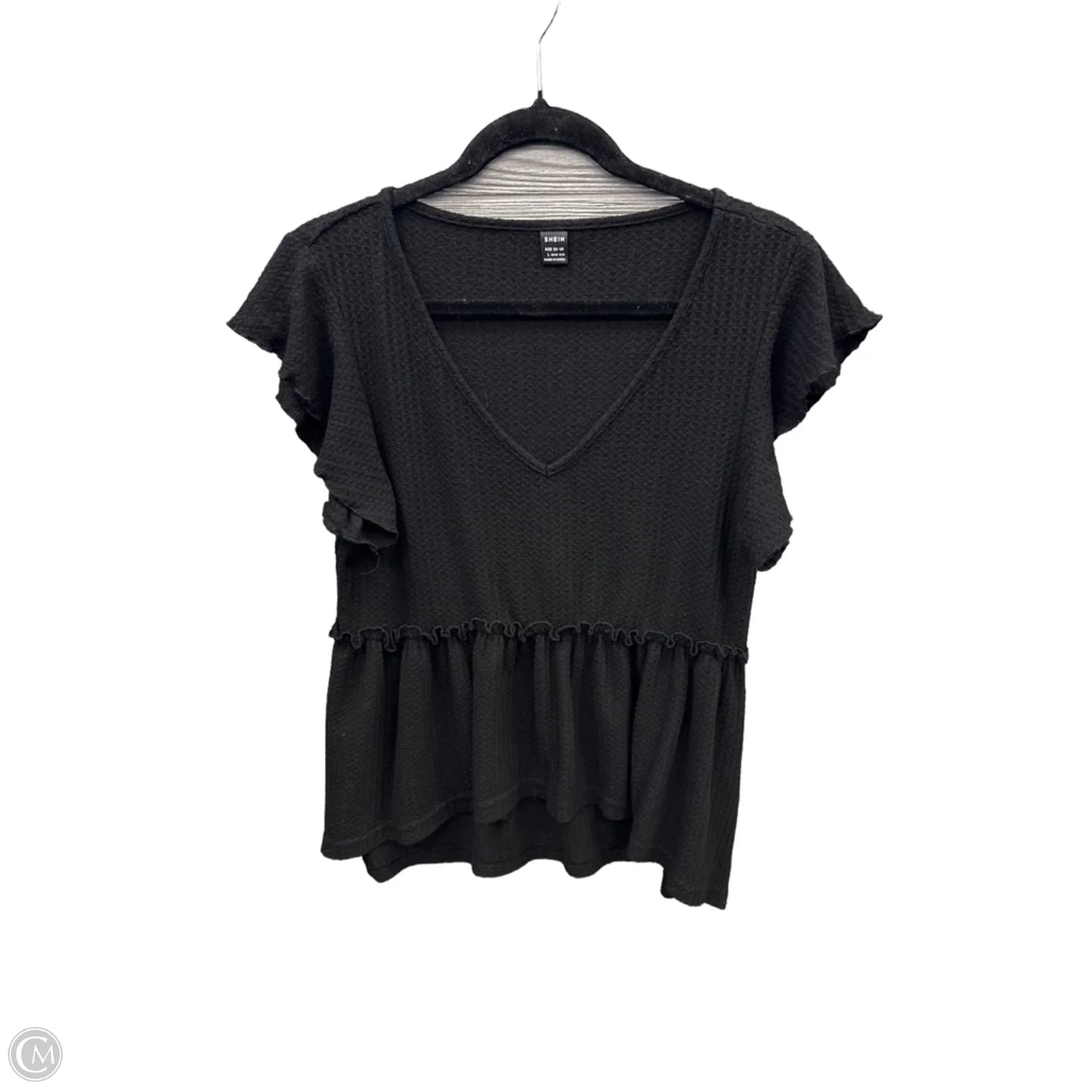 Top Short Sleeve By Shein In Black, Size: L