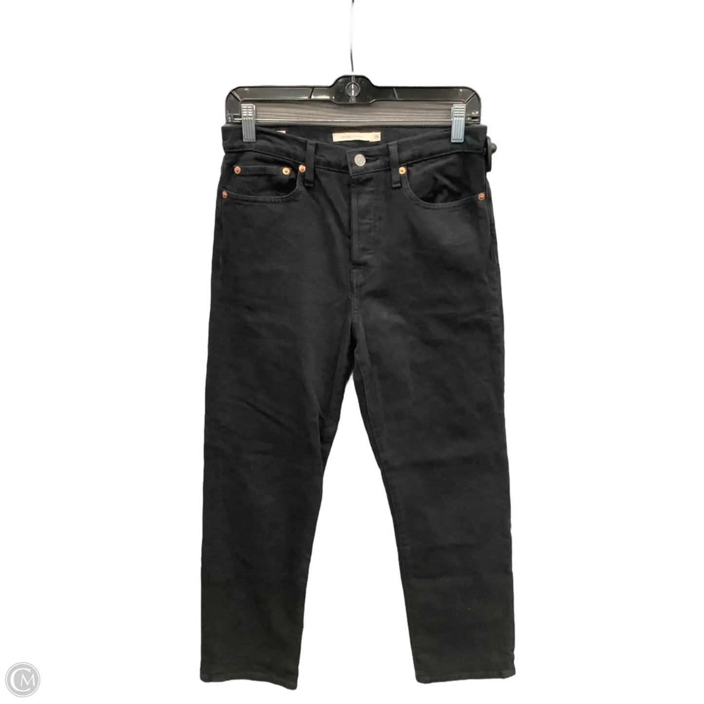 Jeans Straight By Levis In Black Denim, Size: 6