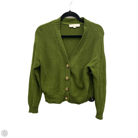 Sweater Cardigan By Loft In Green, Size: M