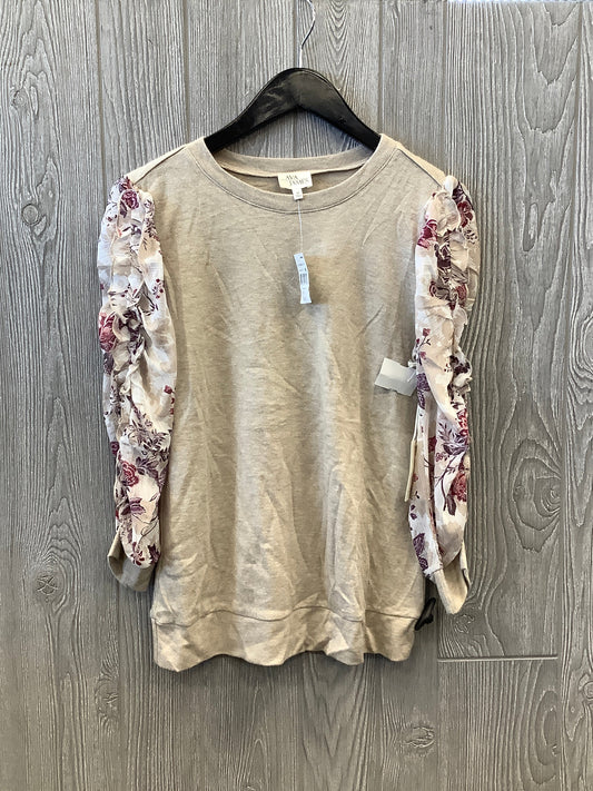 Top Long Sleeve By Ava James In Beige, Size: M