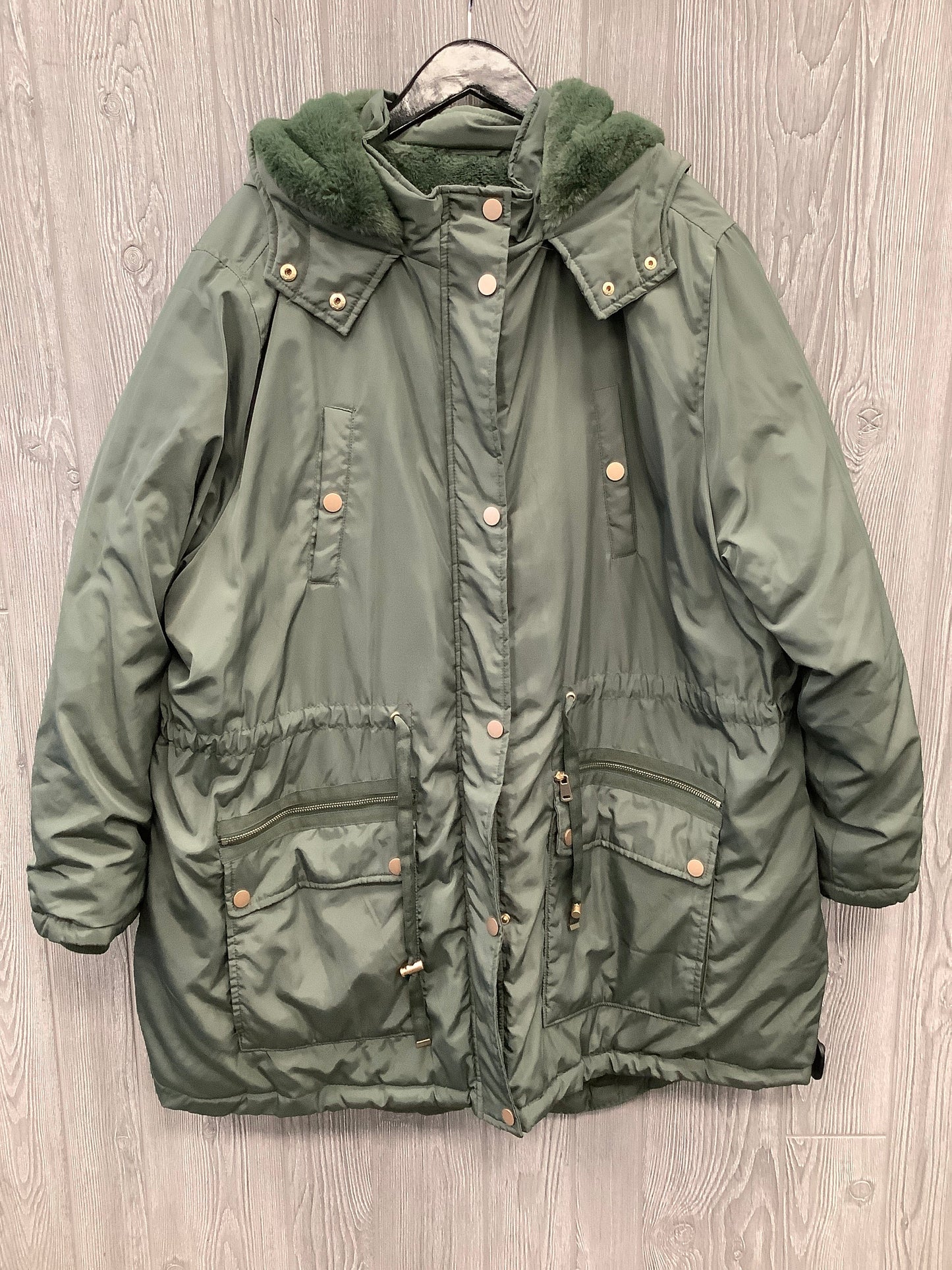 Coat Puffer & Quilted By Time And Tru In Green, Size: 3x