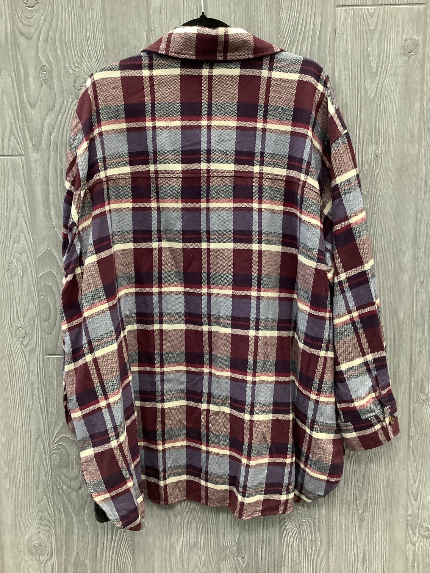 Top Long Sleeve By Cato In Plaid Pattern, Size: 3x