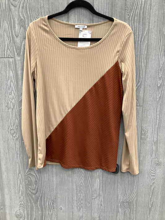 Top Long Sleeve By White Birch In Brown & Tan, Size: S