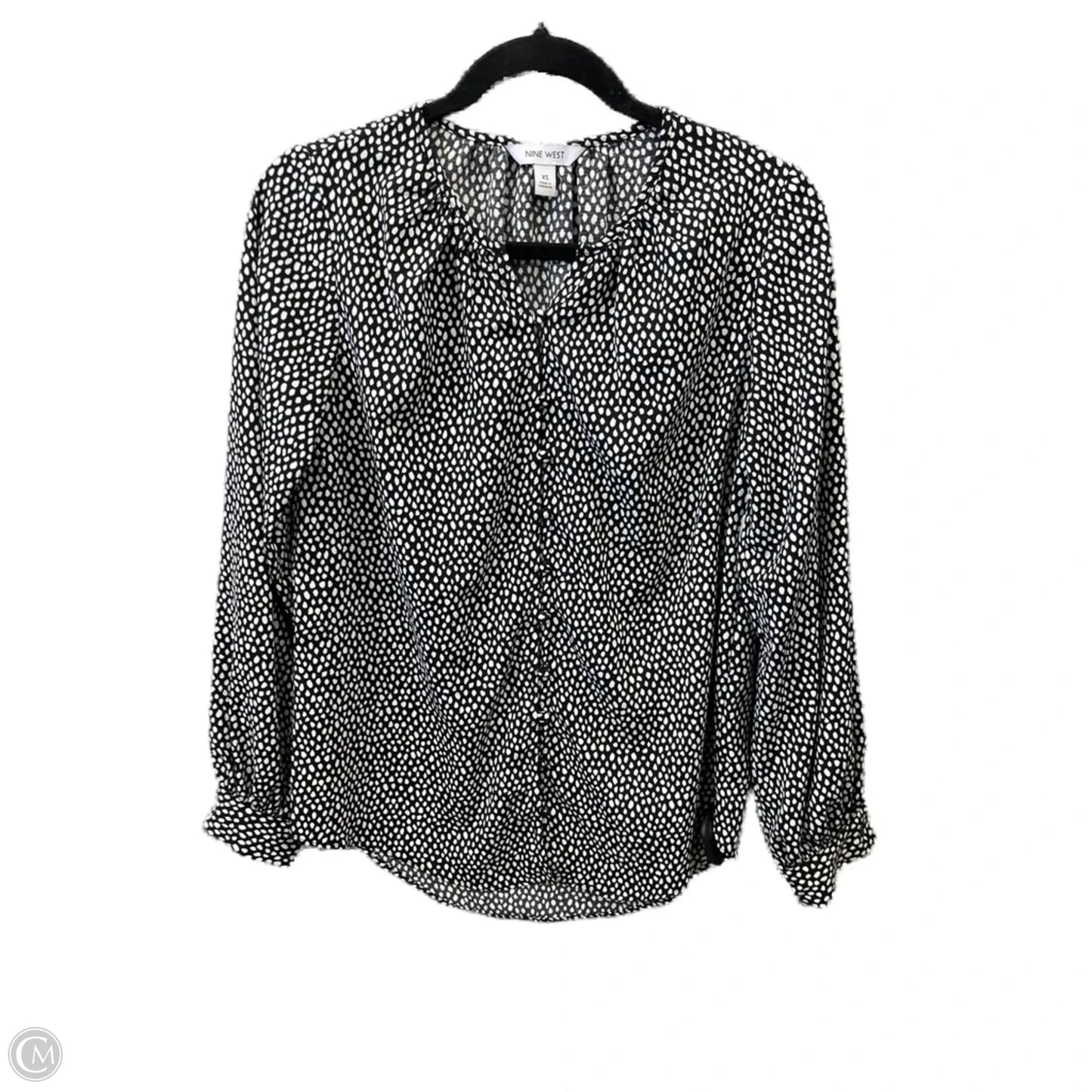 Top Long Sleeve By Nine West In Black & White, Size: Xs