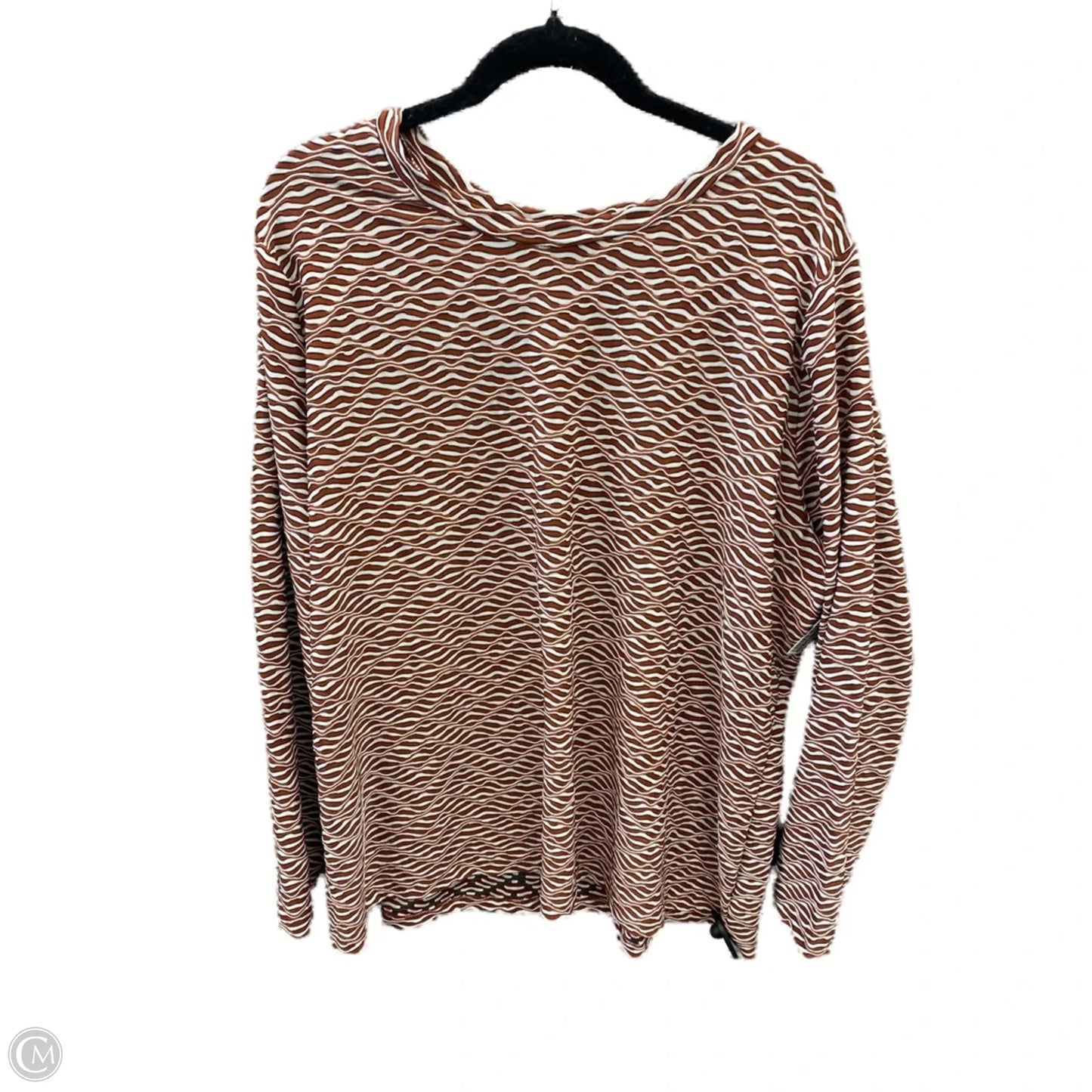 Top Long Sleeve By Ava & Viv In Brown & White, Size: 3x