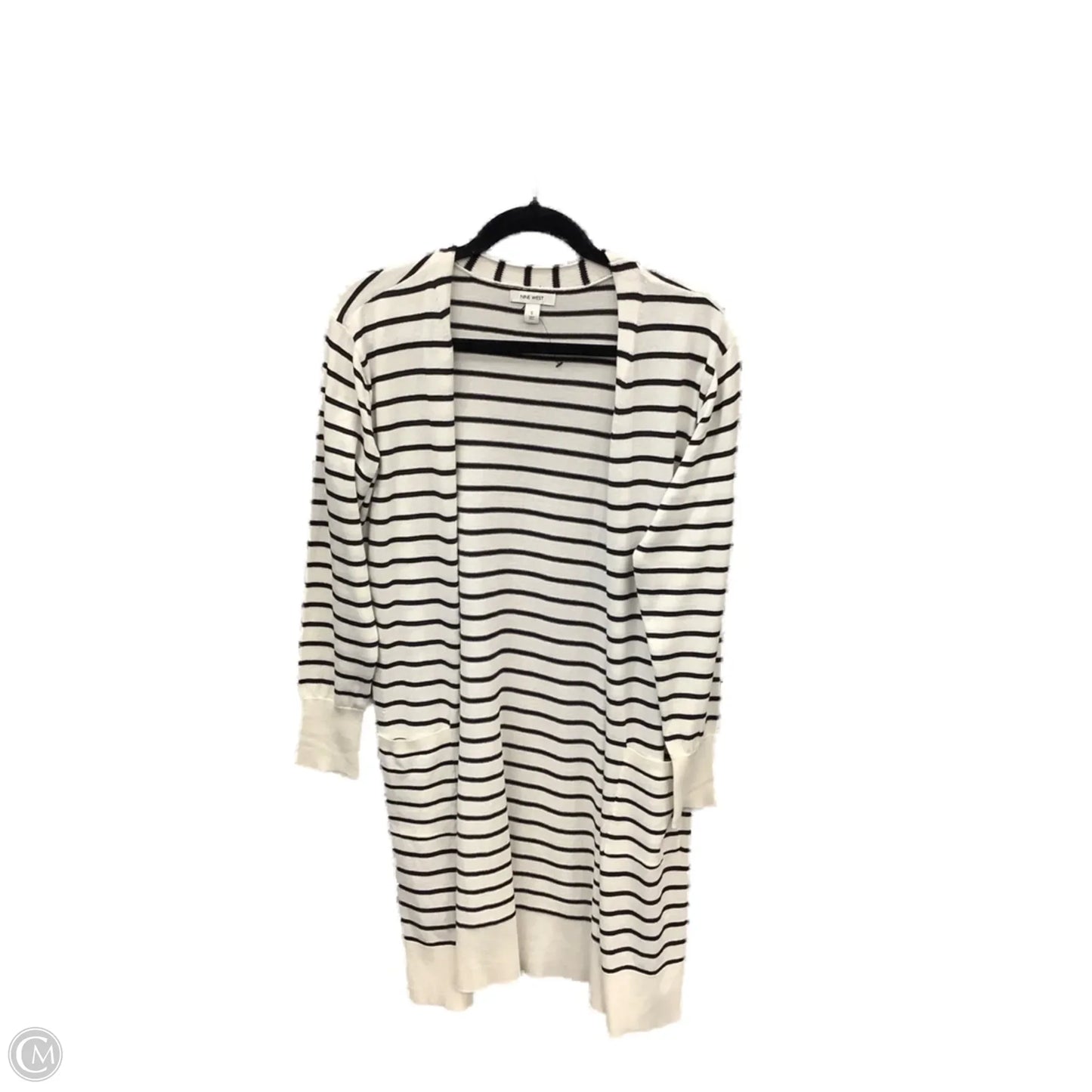 Sweater Cardigan By Nine West In Striped Pattern, Size: S