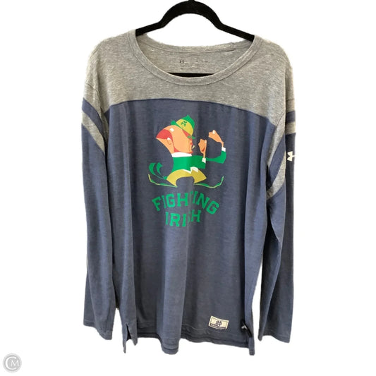 Top Long Sleeve By Under Armour In Blue & Grey, Size: Xl