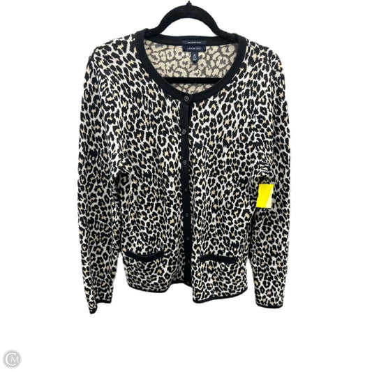 Sweater Cardigan By Lands End In Animal Print, Size: M