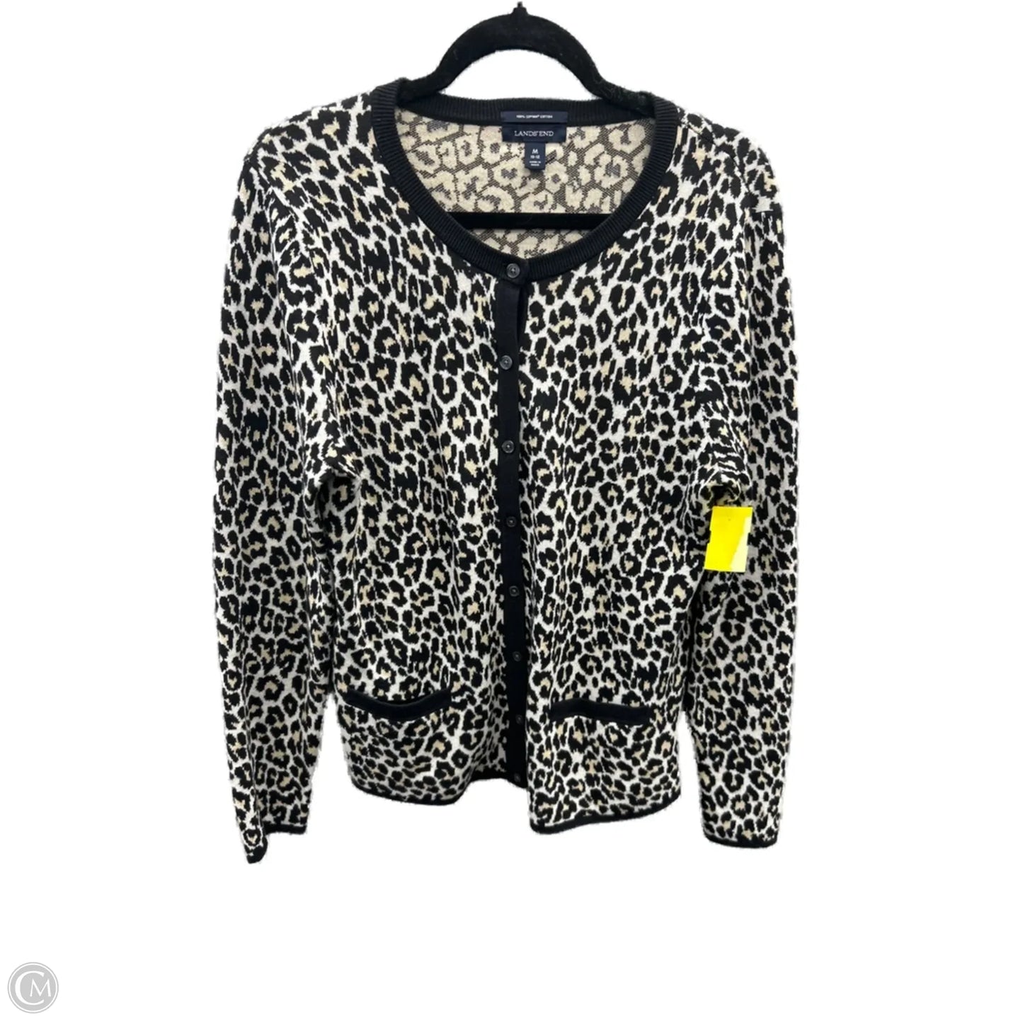 Sweater Cardigan By Lands End In Animal Print, Size: M