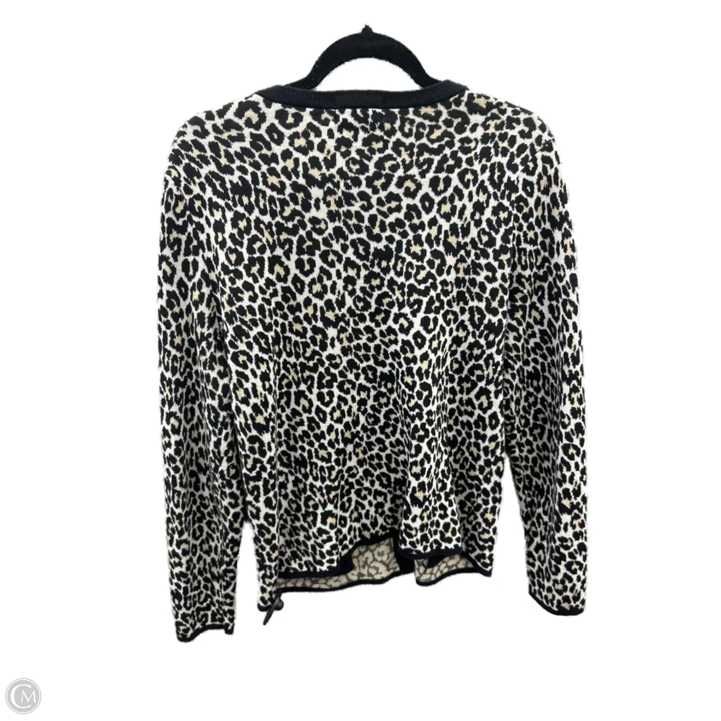 Sweater Cardigan By Lands End In Animal Print, Size: M