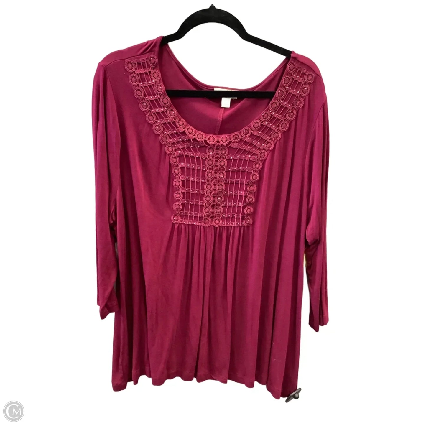 Top Long Sleeve By One World In Red, Size: Xxl