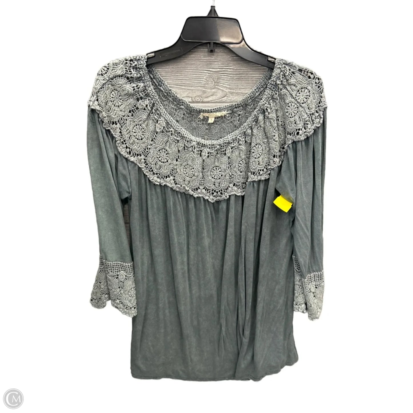 Tunic 3/4 Sleeve By Clothes Mentor In Grey, Size: L