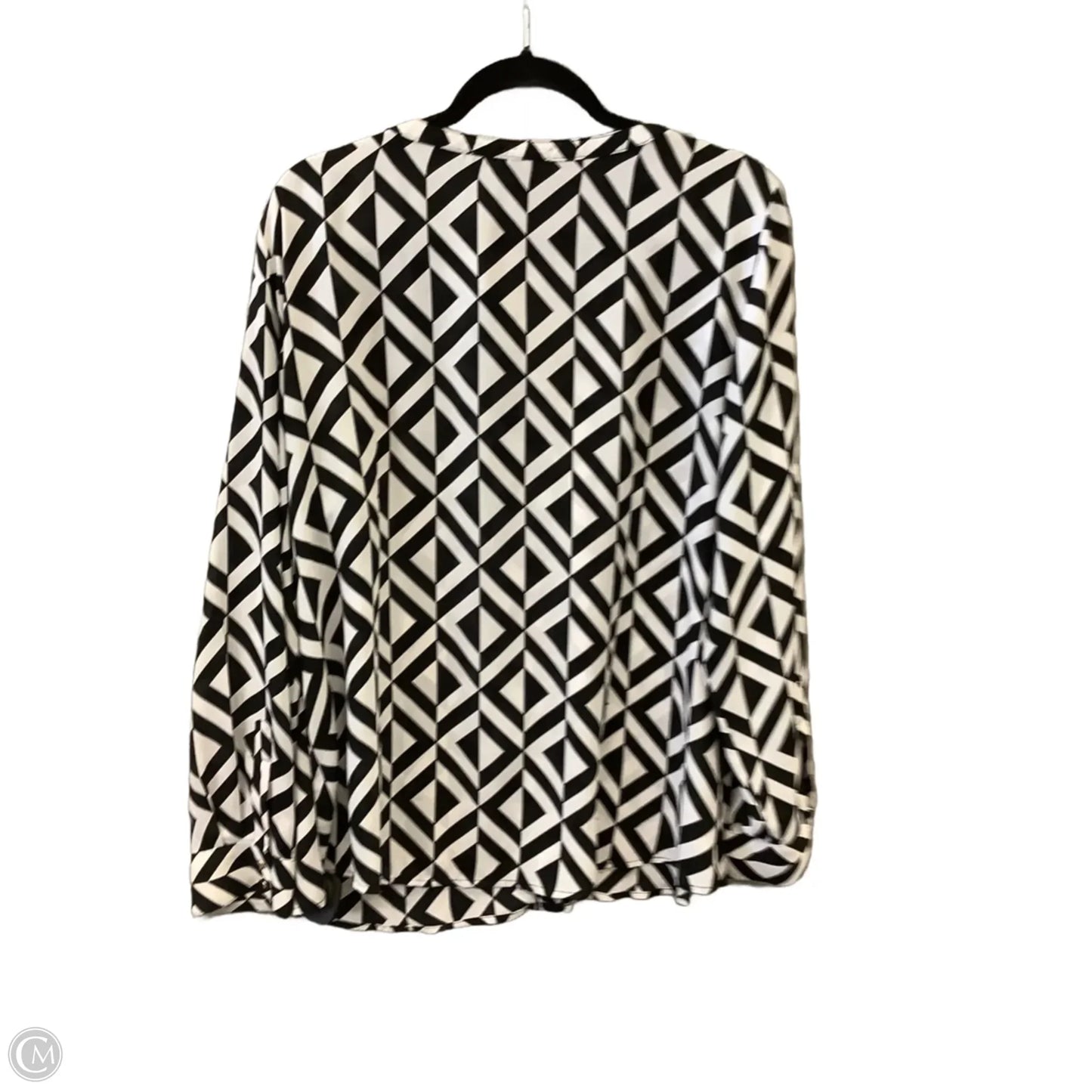 Blouse Long Sleeve By Dana Buchman In Black & White, Size: Xl