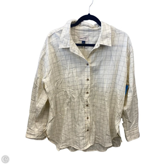Top Long Sleeve By Universal Thread In Plaid Pattern, Size: L
