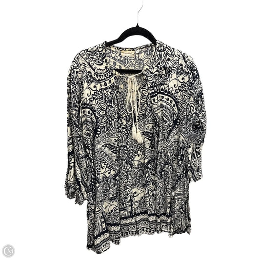 Dress Casual Midi By Clothes Mentor In Blue & Cream, Size: L