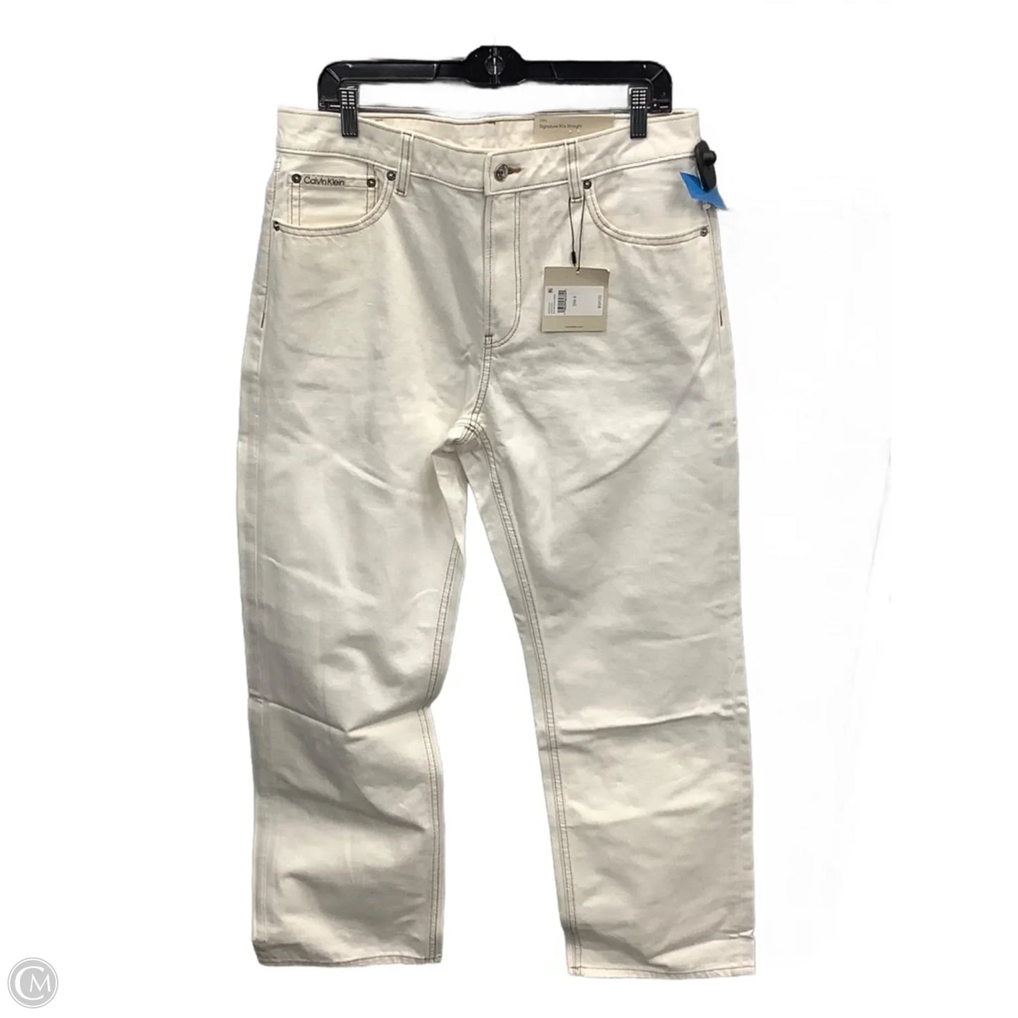 Jeans Straight By Calvin Klein In Cream Denim, Size: 12