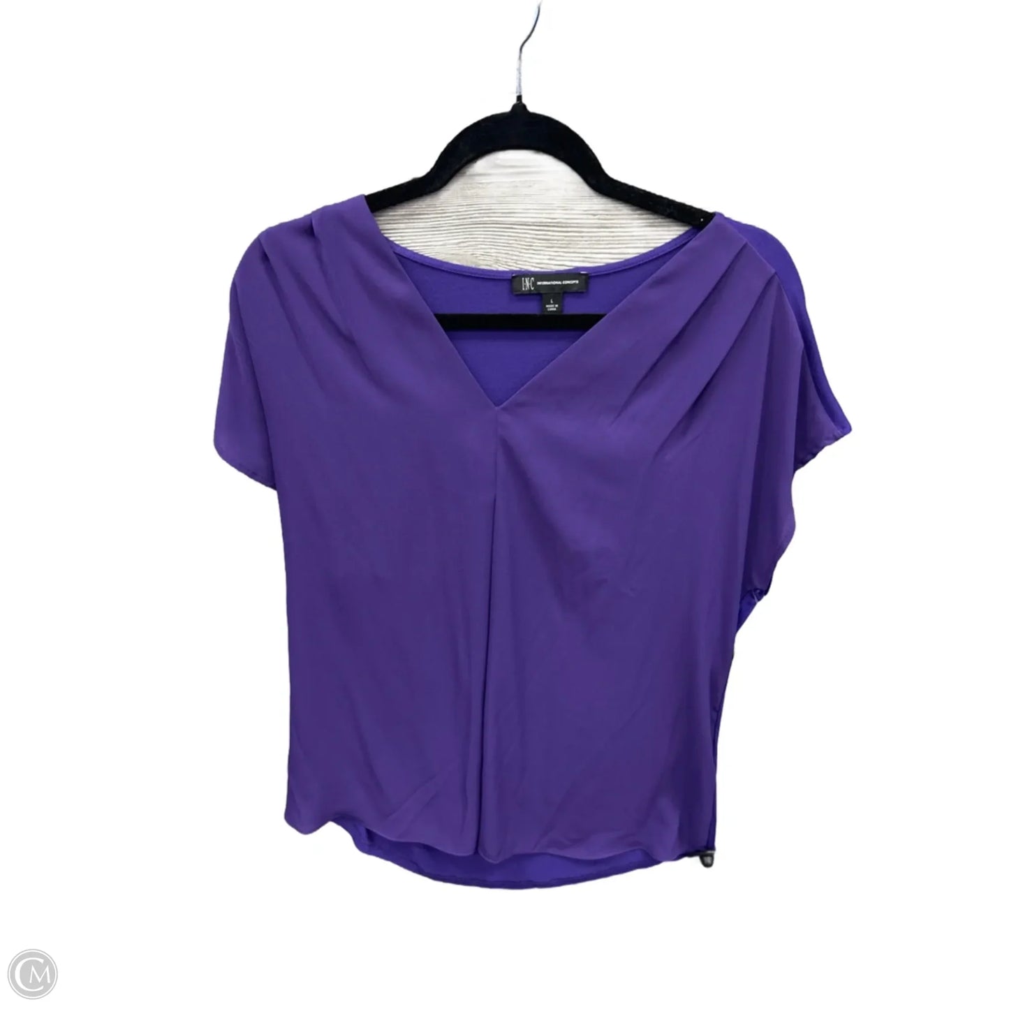 Top Short Sleeve By International Concepts In Purple, Size: L