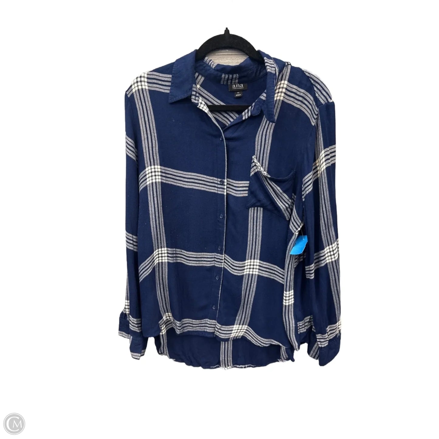 Top Long Sleeve By Ana In Plaid Pattern, Size: M