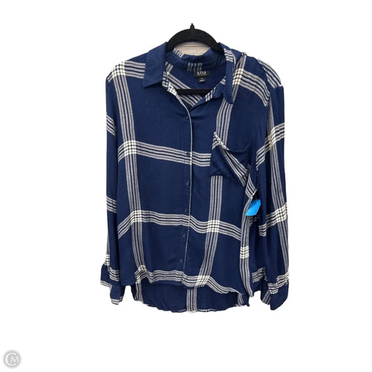 Top Long Sleeve By Ana In Plaid Pattern, Size: M