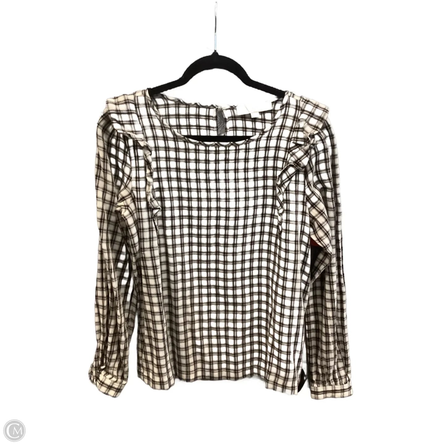 Top Long Sleeve By Loft In Plaid Pattern, Size: M