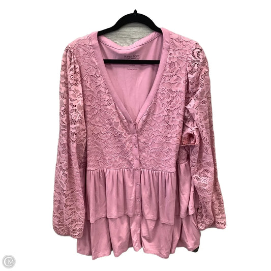 Tunic Long Sleeve By Torrid In Pink, Size: 3x