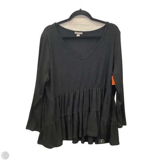 Tunic Long Sleeve By Falls Creek In Black, Size: 2x