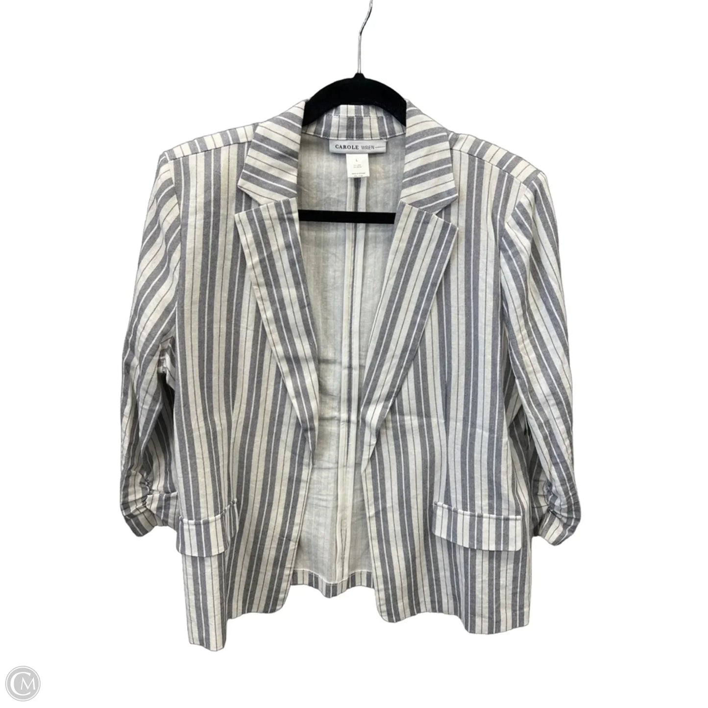 Blazer By Clothes Mentor In Striped Pattern, Size: L