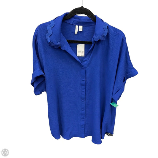 Blouse Short Sleeve By Cato In Blue, Size: Xxl