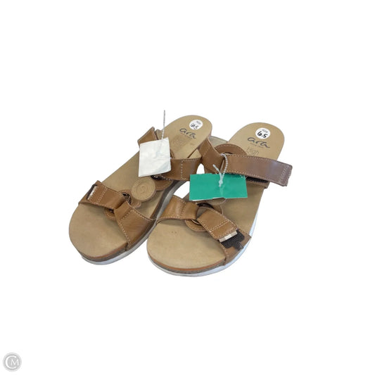 Sandals Heels Platform By Clothes Mentor In Tan, Size: 6.5