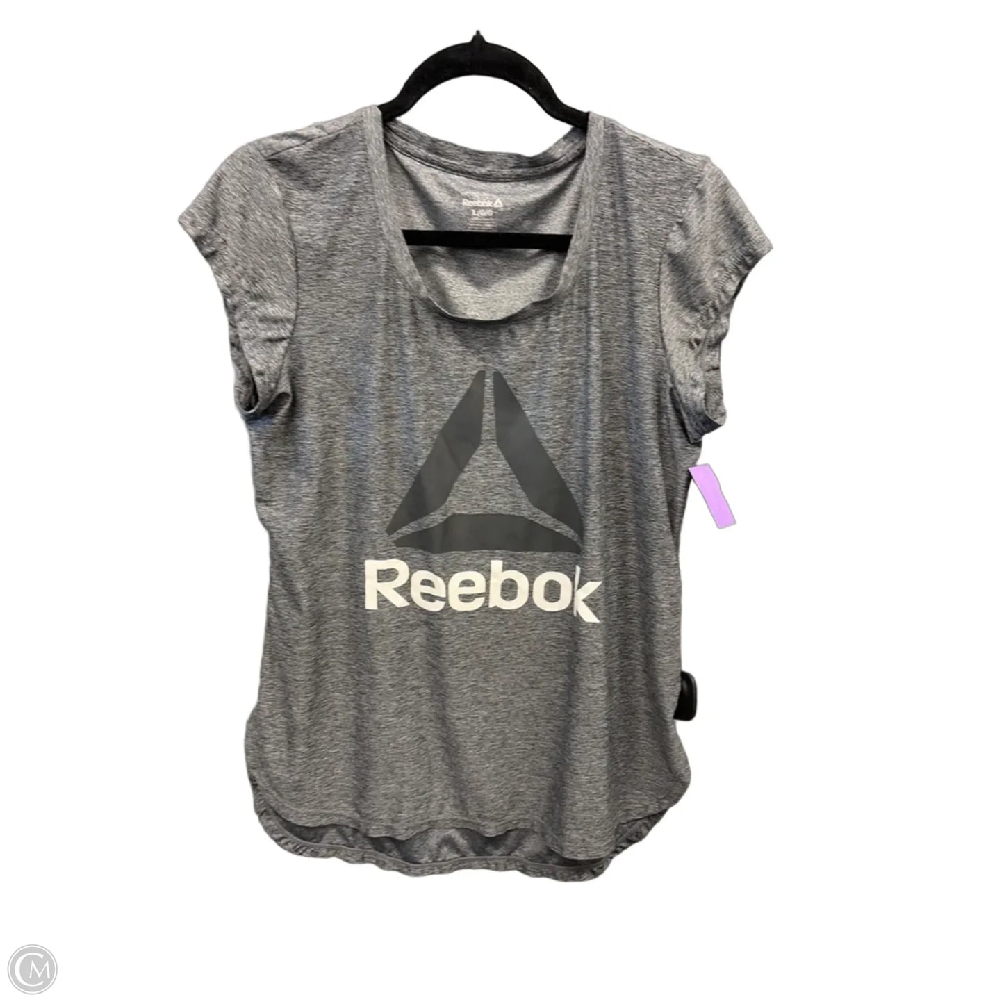 Athletic Top Short Sleeve By Reebok In Grey, Size: L