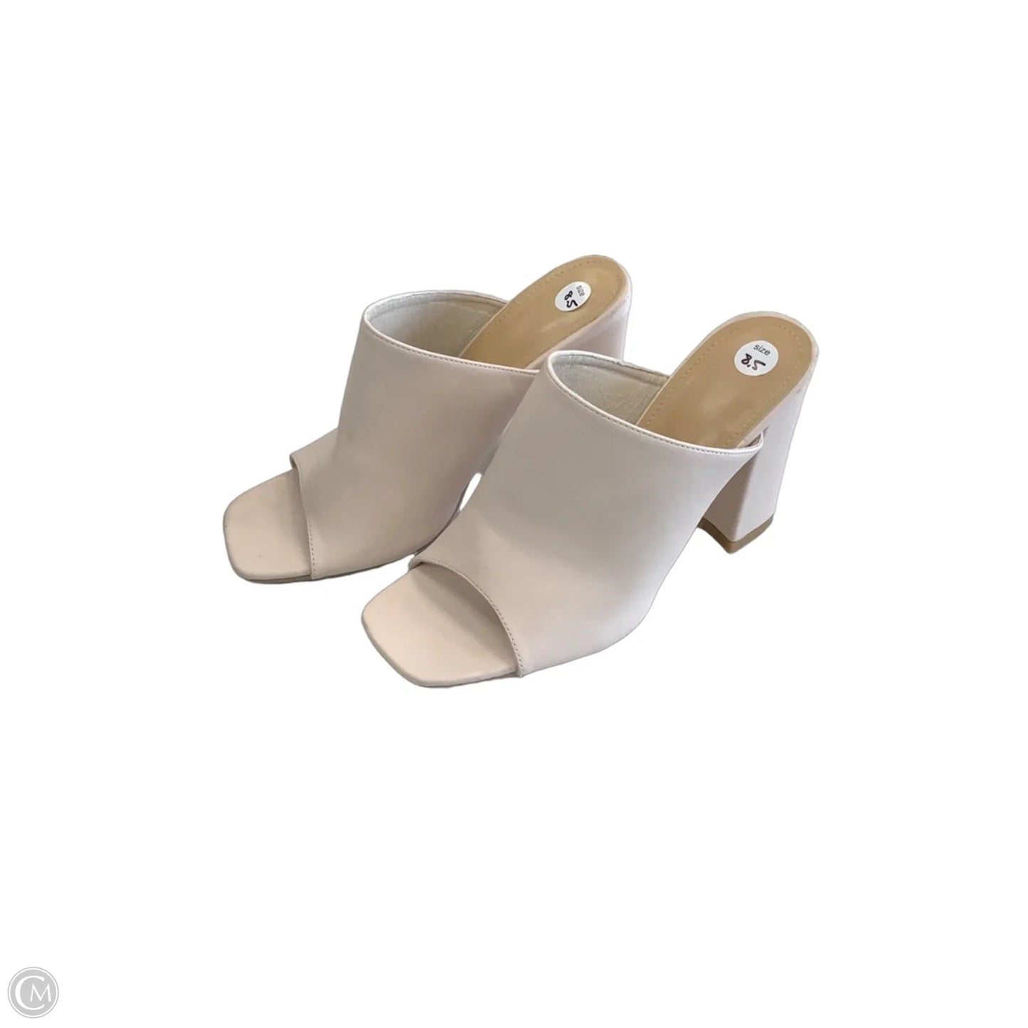 Sandals Heels Block By Clothes Mentor In Cream, Size: 8.5