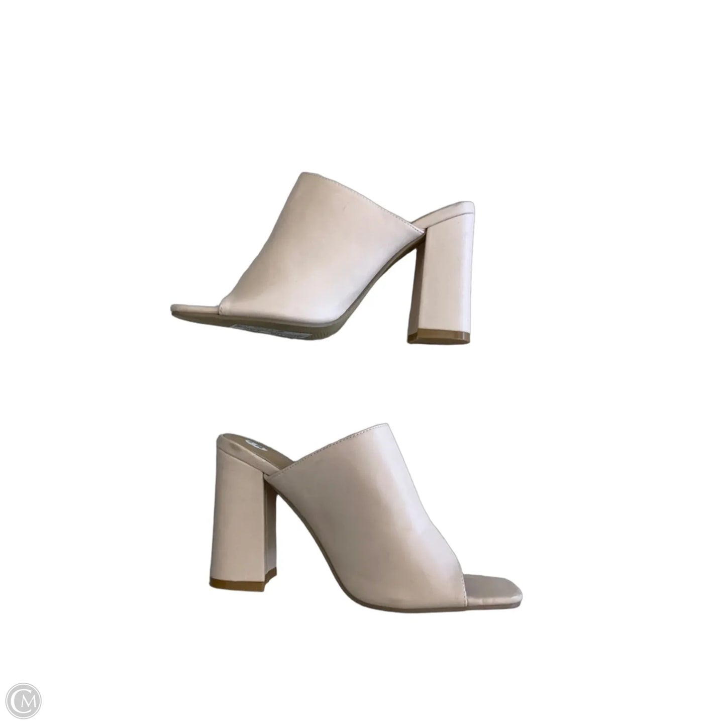 Sandals Heels Block By Clothes Mentor In Cream, Size: 8.5