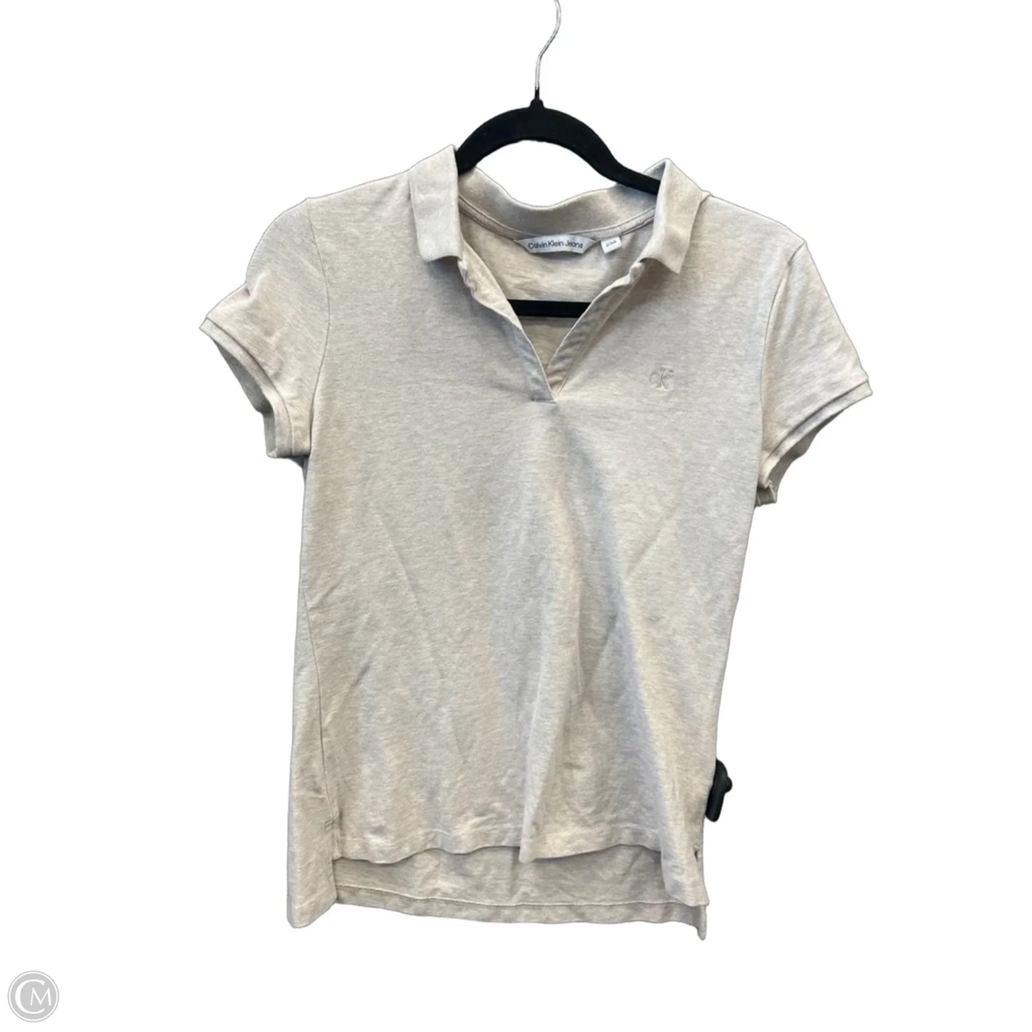 Top Short Sleeve By Calvin Klein In Cream, Size: S