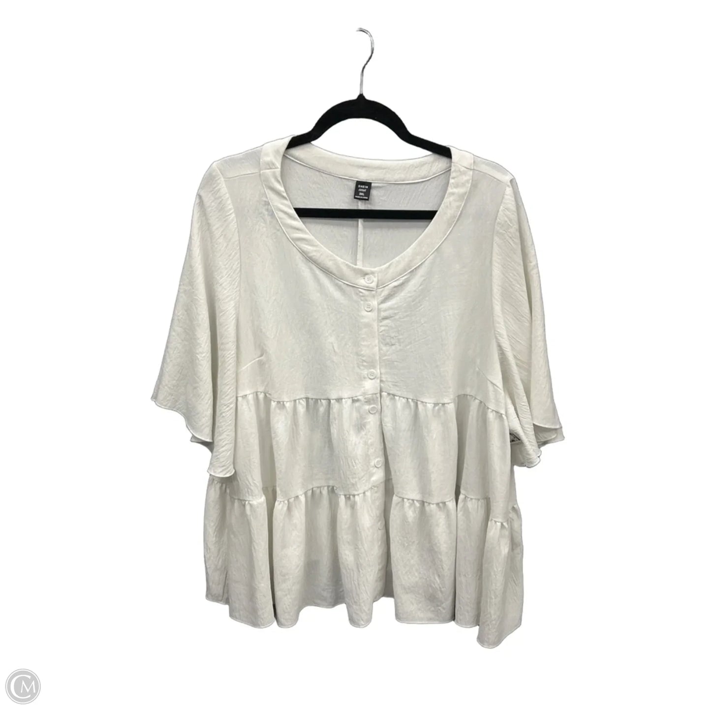 Top Short Sleeve By Shein In White, Size: 3x