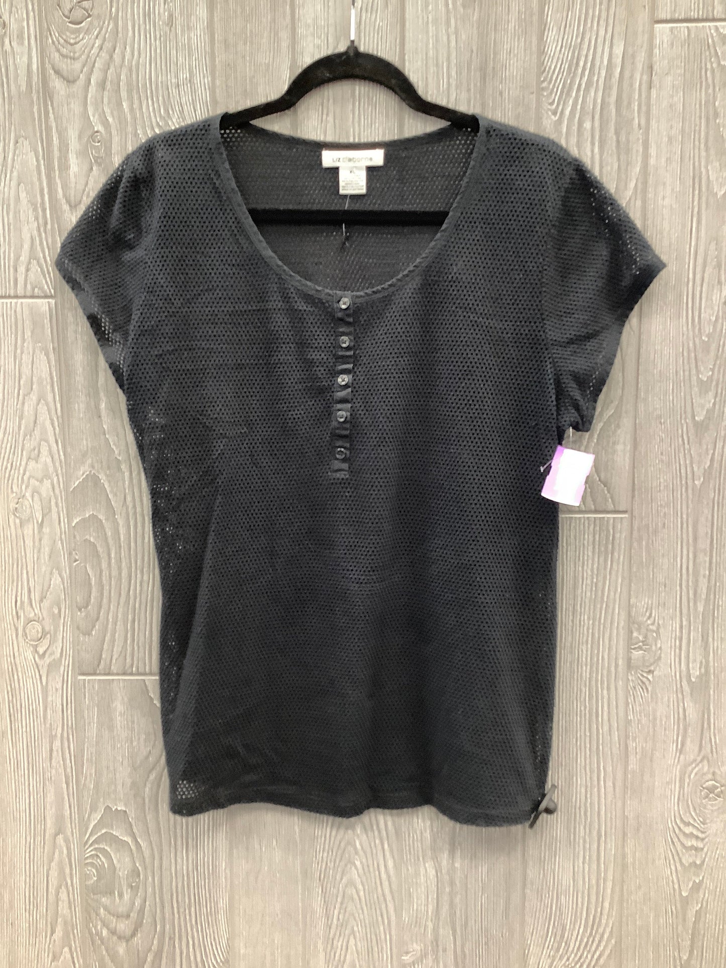 Top Short Sleeve By Liz Claiborne In Black, Size: Xl